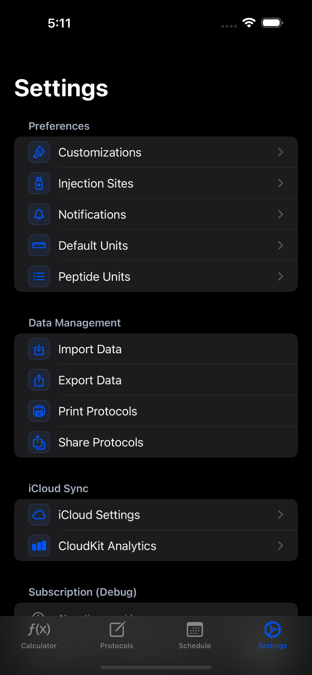 PeptideCalc.io settings